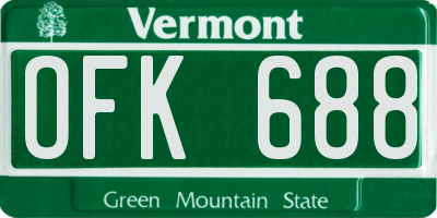 VT license plate OFK688