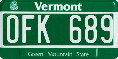 VT license plate OFK689