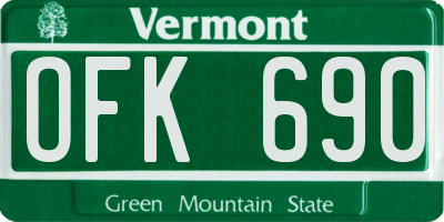 VT license plate OFK690