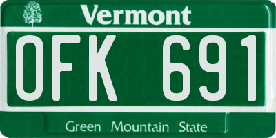 VT license plate OFK691