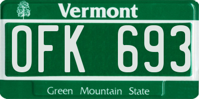 VT license plate OFK693