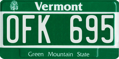 VT license plate OFK695
