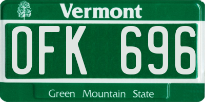 VT license plate OFK696