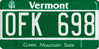 VT license plate OFK698