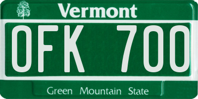 VT license plate OFK700