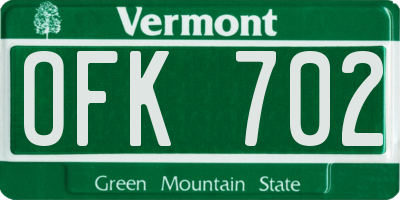 VT license plate OFK702