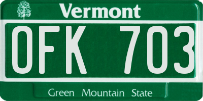 VT license plate OFK703