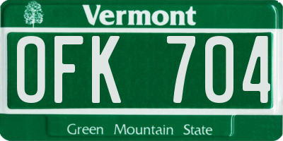 VT license plate OFK704