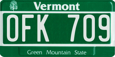 VT license plate OFK709
