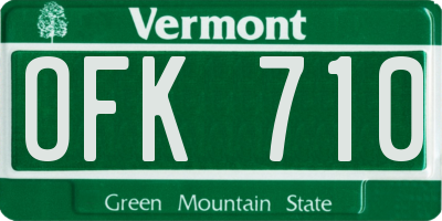 VT license plate OFK710