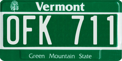 VT license plate OFK711