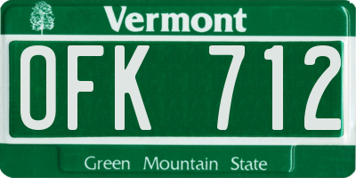 VT license plate OFK712