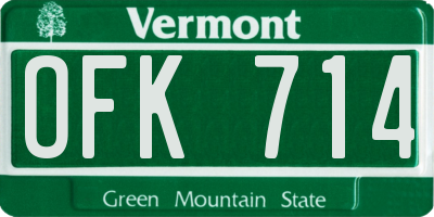 VT license plate OFK714