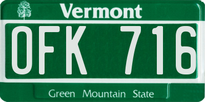 VT license plate OFK716