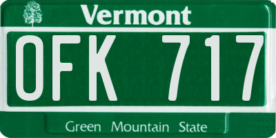 VT license plate OFK717