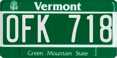 VT license plate OFK718