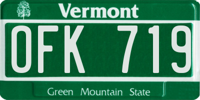 VT license plate OFK719