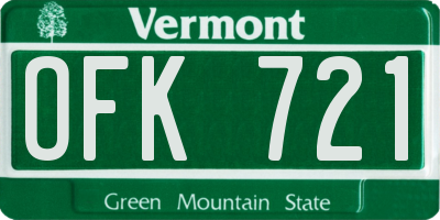 VT license plate OFK721