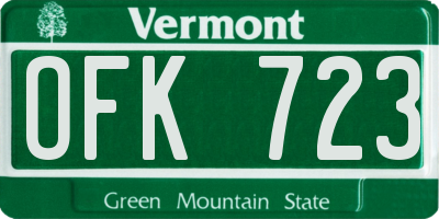 VT license plate OFK723