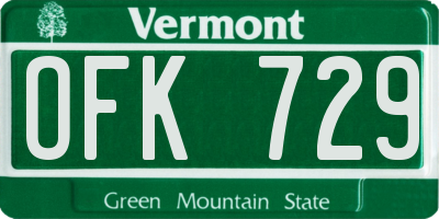 VT license plate OFK729