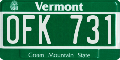 VT license plate OFK731