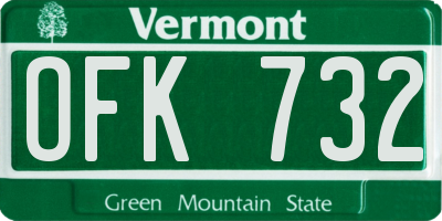 VT license plate OFK732