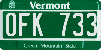 VT license plate OFK733
