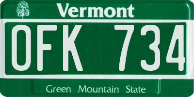 VT license plate OFK734