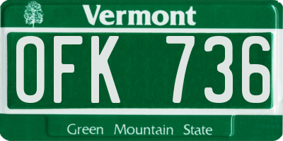 VT license plate OFK736