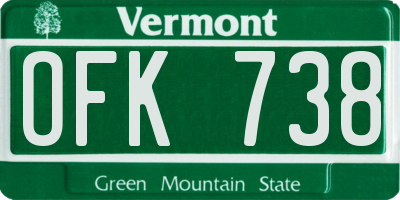 VT license plate OFK738