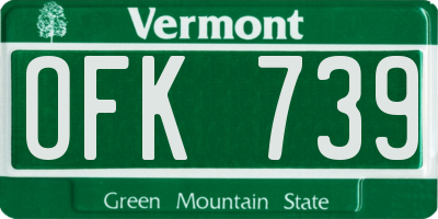 VT license plate OFK739