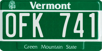 VT license plate OFK741