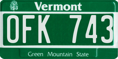 VT license plate OFK743