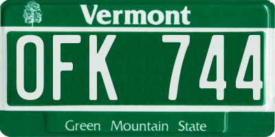 VT license plate OFK744