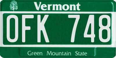 VT license plate OFK748