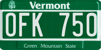 VT license plate OFK750