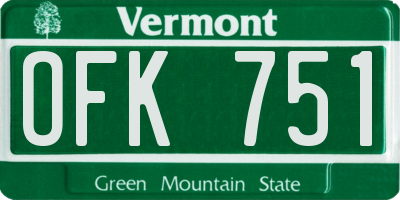 VT license plate OFK751