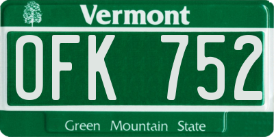 VT license plate OFK752