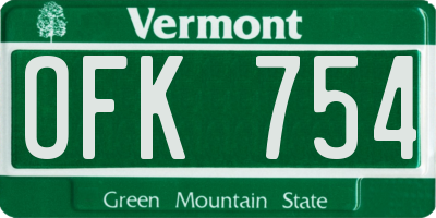 VT license plate OFK754