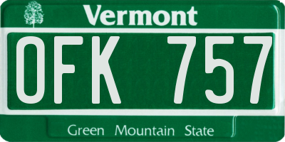 VT license plate OFK757