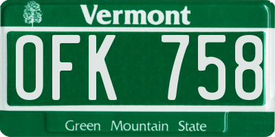 VT license plate OFK758