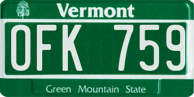 VT license plate OFK759