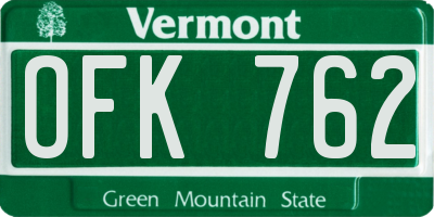 VT license plate OFK762