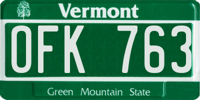 VT license plate OFK763