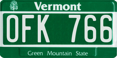VT license plate OFK766