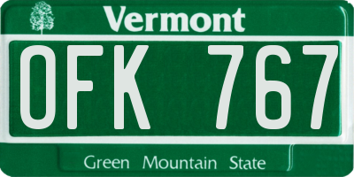VT license plate OFK767