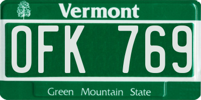 VT license plate OFK769