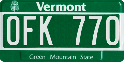 VT license plate OFK770