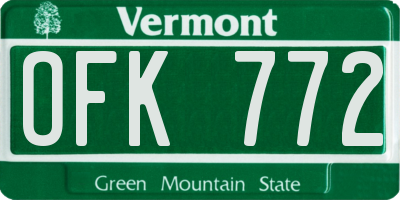 VT license plate OFK772