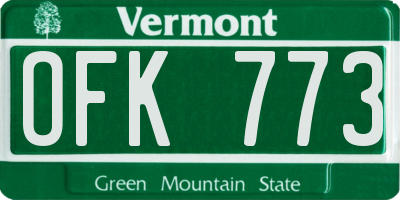 VT license plate OFK773
